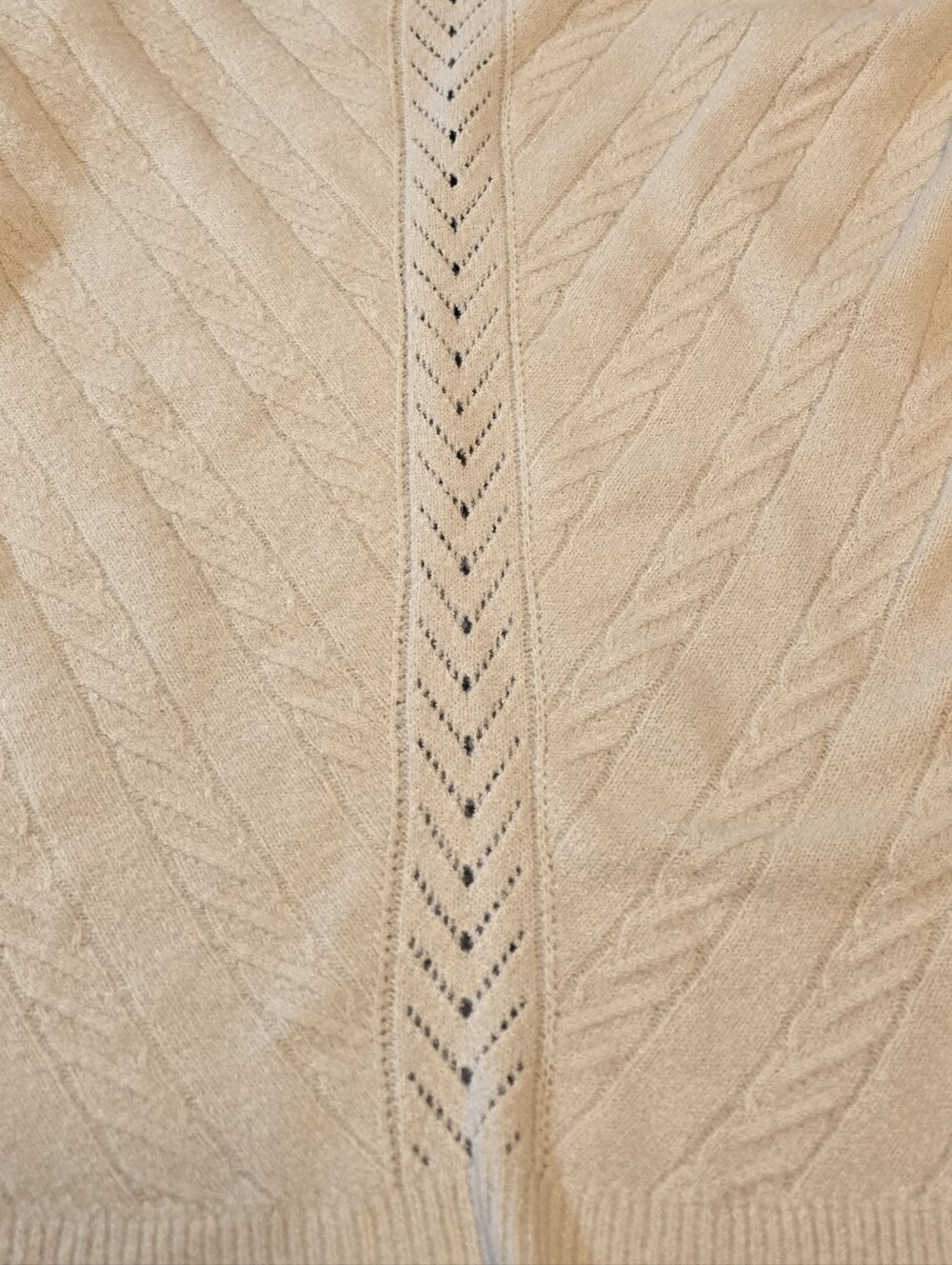 Natural Reflections Bass Pro Cable Knit Open Front Cardigan Sweater Tan Large - Picture 5 of 7